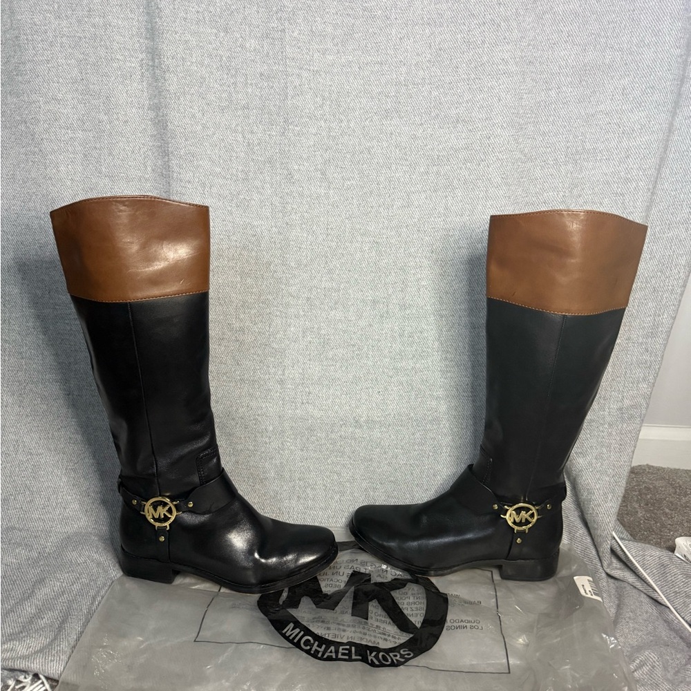Michael Kors Black and Brown Riding Boots
